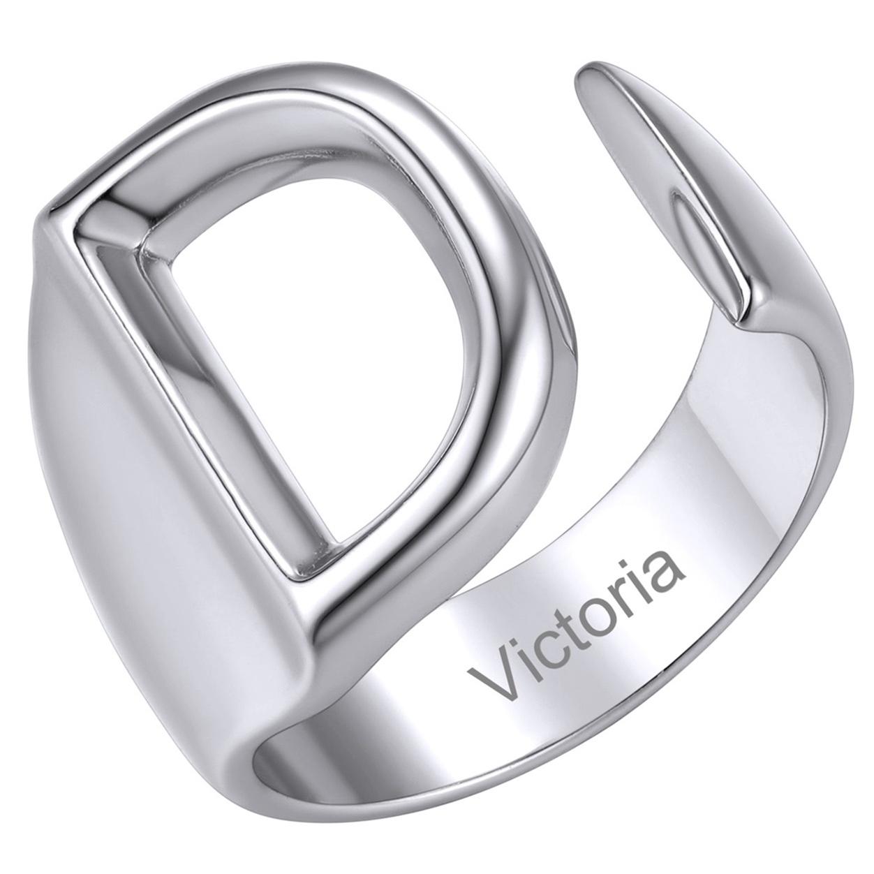 Custom4U Personalized Initial Adjustable Ring Steel D