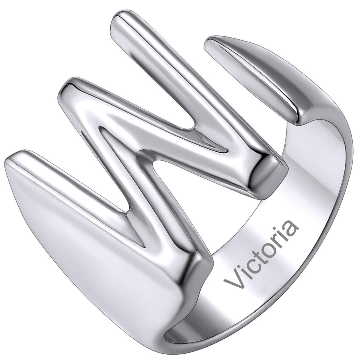 Custom4U Personalized Initial Adjustable Ring Steel W
