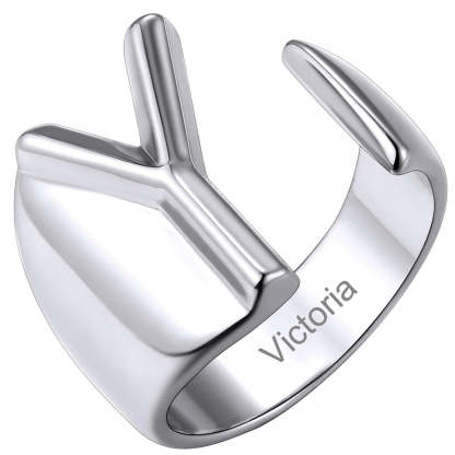 Custom4U Personalized Initial Adjustable Ring Steel Y