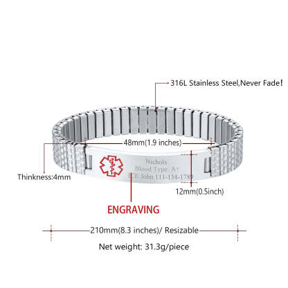 Custom4U Personalized Medical Alert Bracelets Size