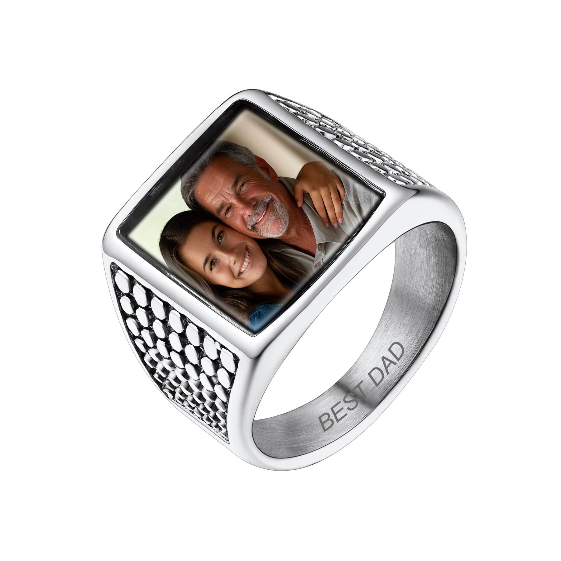 Personalized Square Engraved Signet Rings with Pictures