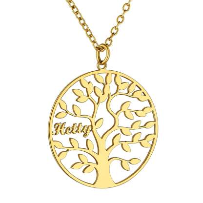 Custom4U Personalized Round 1 Name Necklace Gold