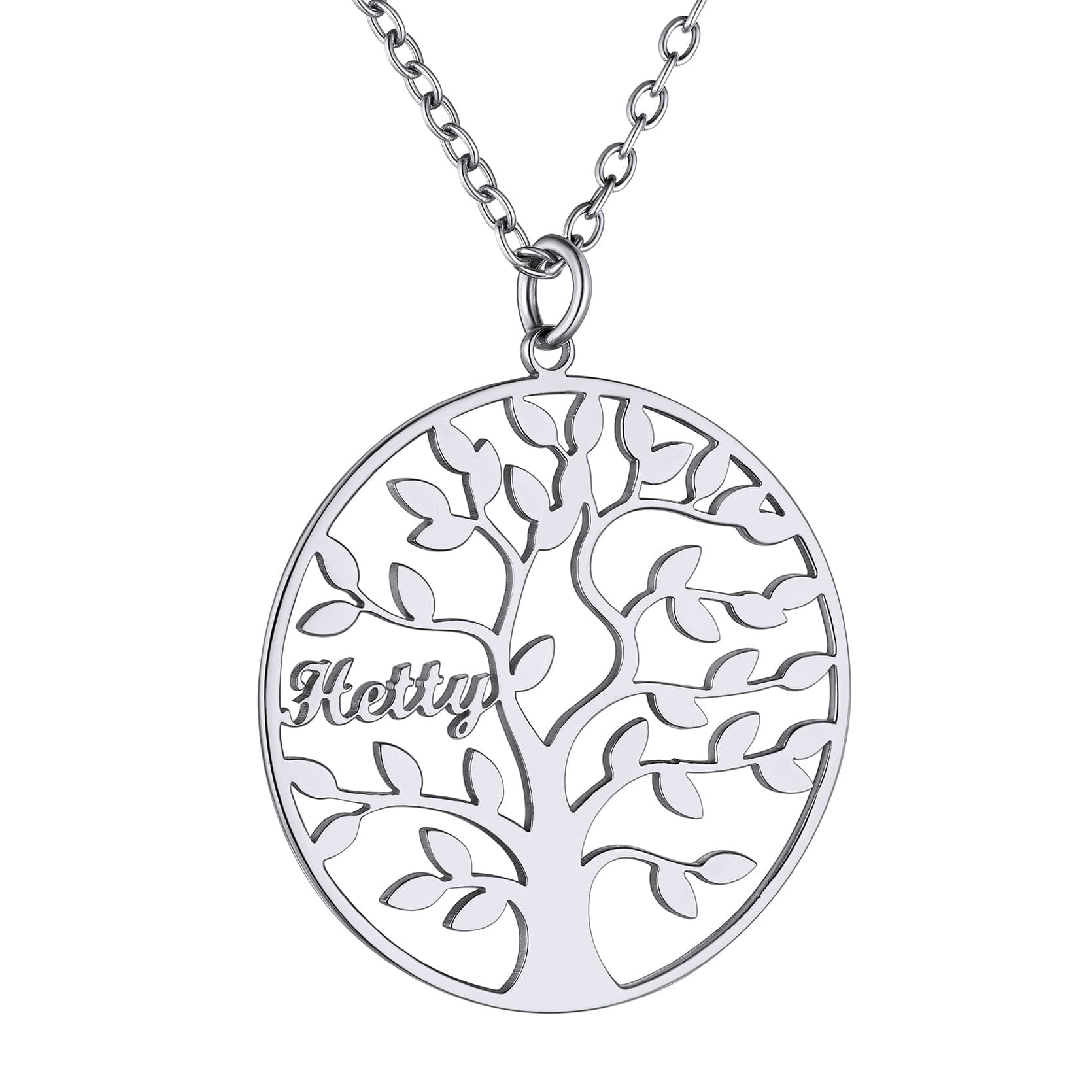 Custom4U Personalized Round 1 Name Necklace Steel