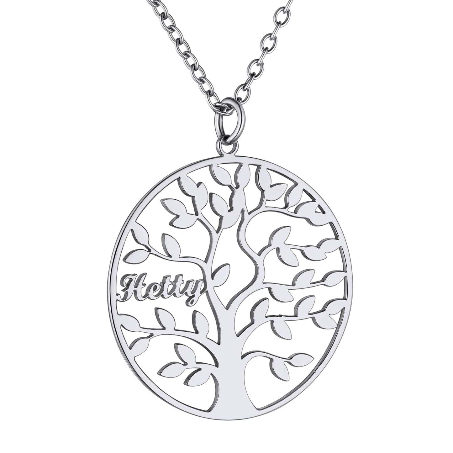 Custom4U Personalized Round 1 Name Necklace Steel