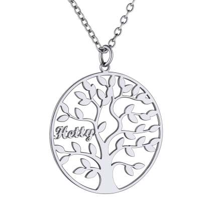 Custom4U Personalized Round 1 Name Necklace Steel