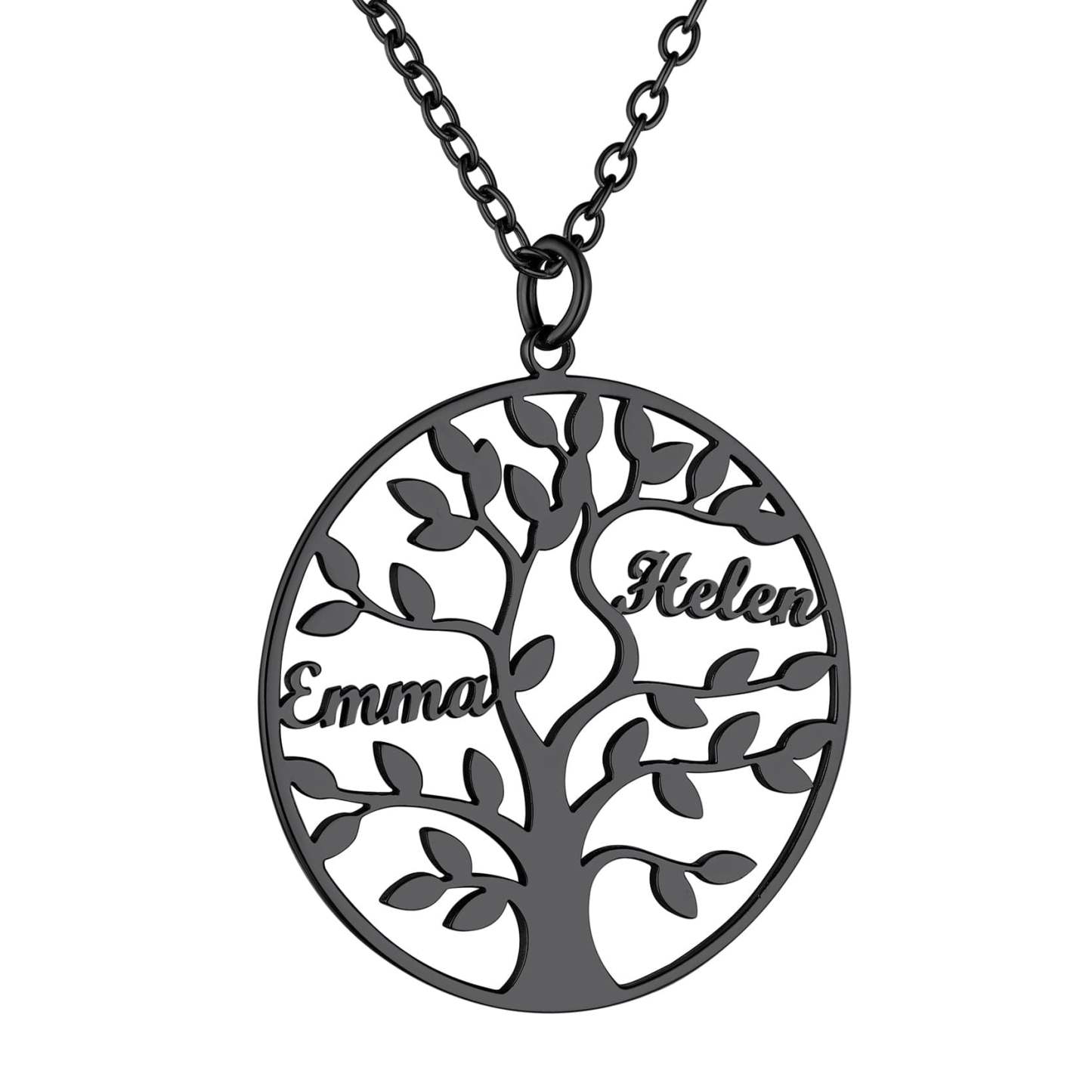 Custom4U Personalized Round 2 Name Necklace Black