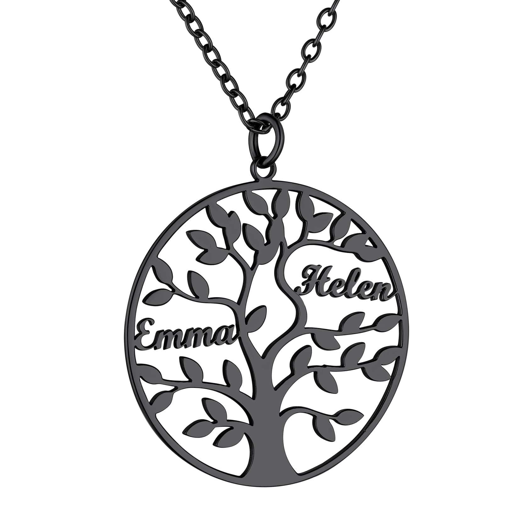 Custom4U Personalized Round 2 Name Necklace Black