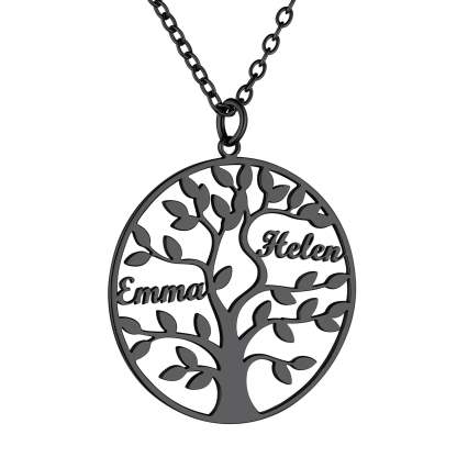 Custom4U Personalized Round 2 Name Necklace Black