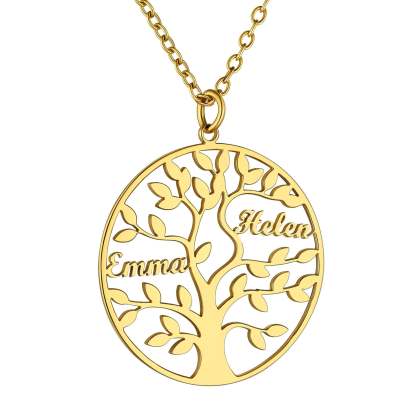 Custom4U Personalized Round 2 Name Necklace Gold