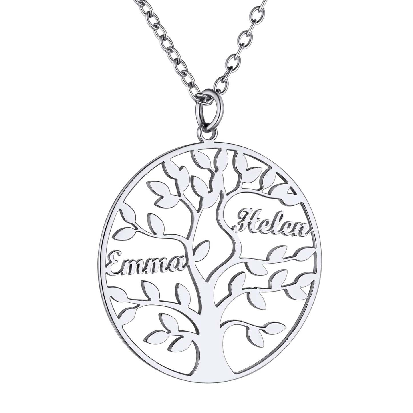 Custom4U Personalized Round 2 Name Necklace Steel