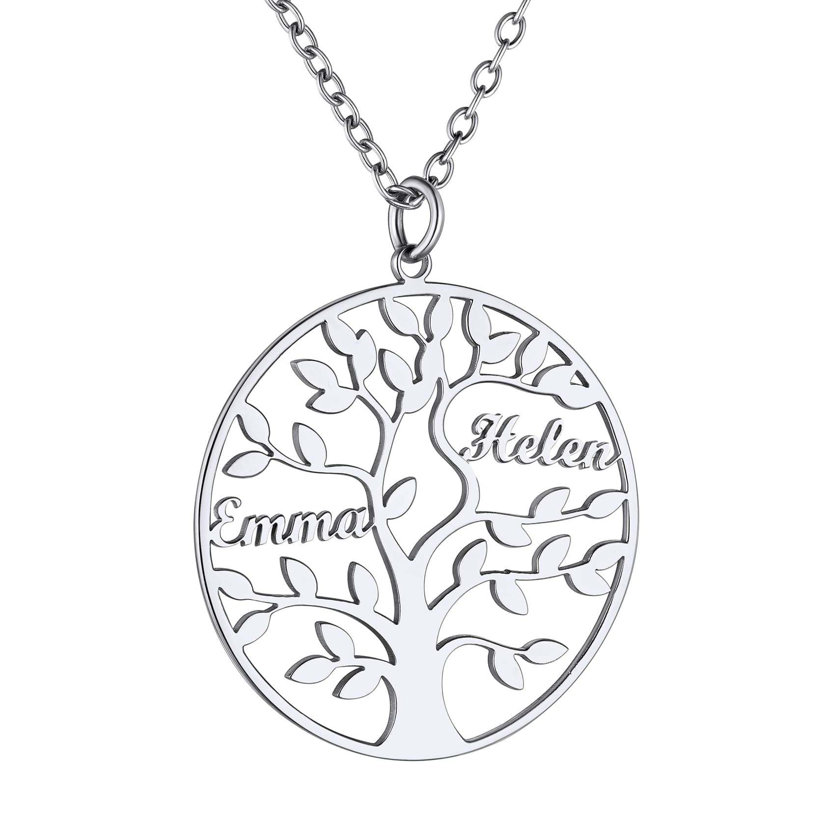 Custom4U Personalized Round 2 Name Necklace Steel