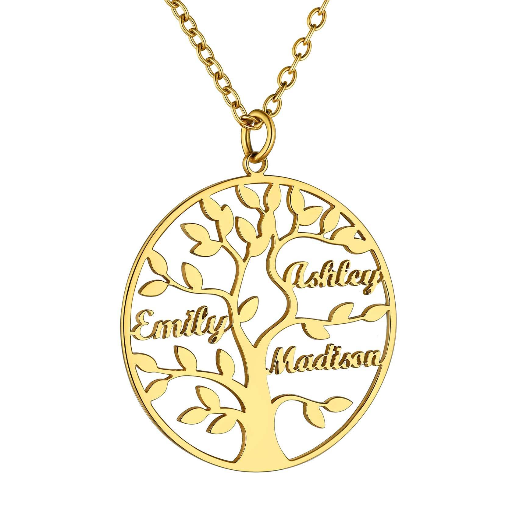 Custom4U Personalized Round 3 Name Necklace Gold