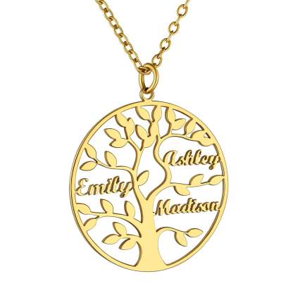 Custom4U Personalized Round 3 Name Necklace Gold
