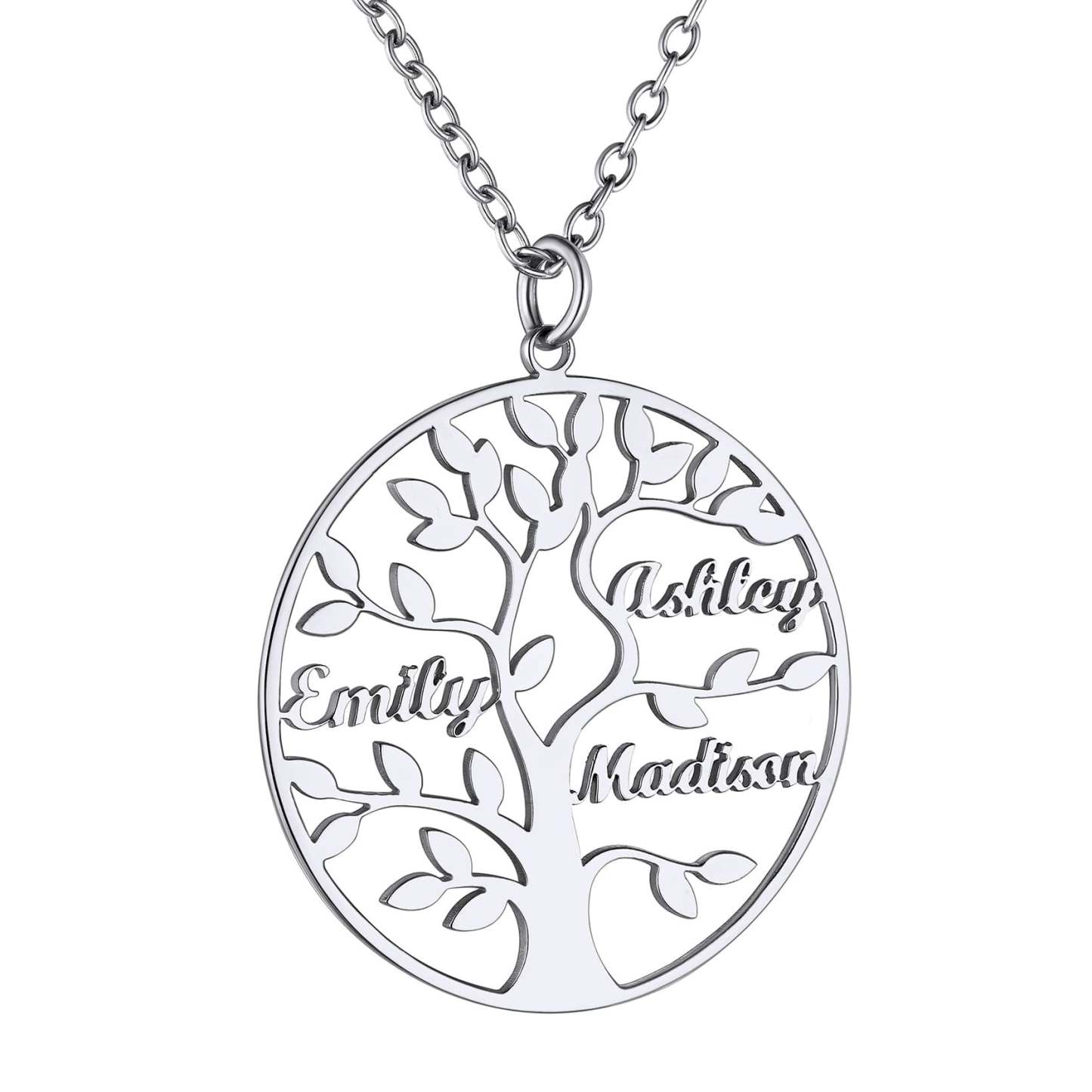 Custom4U Personalized Round 3 Name Necklace Steel