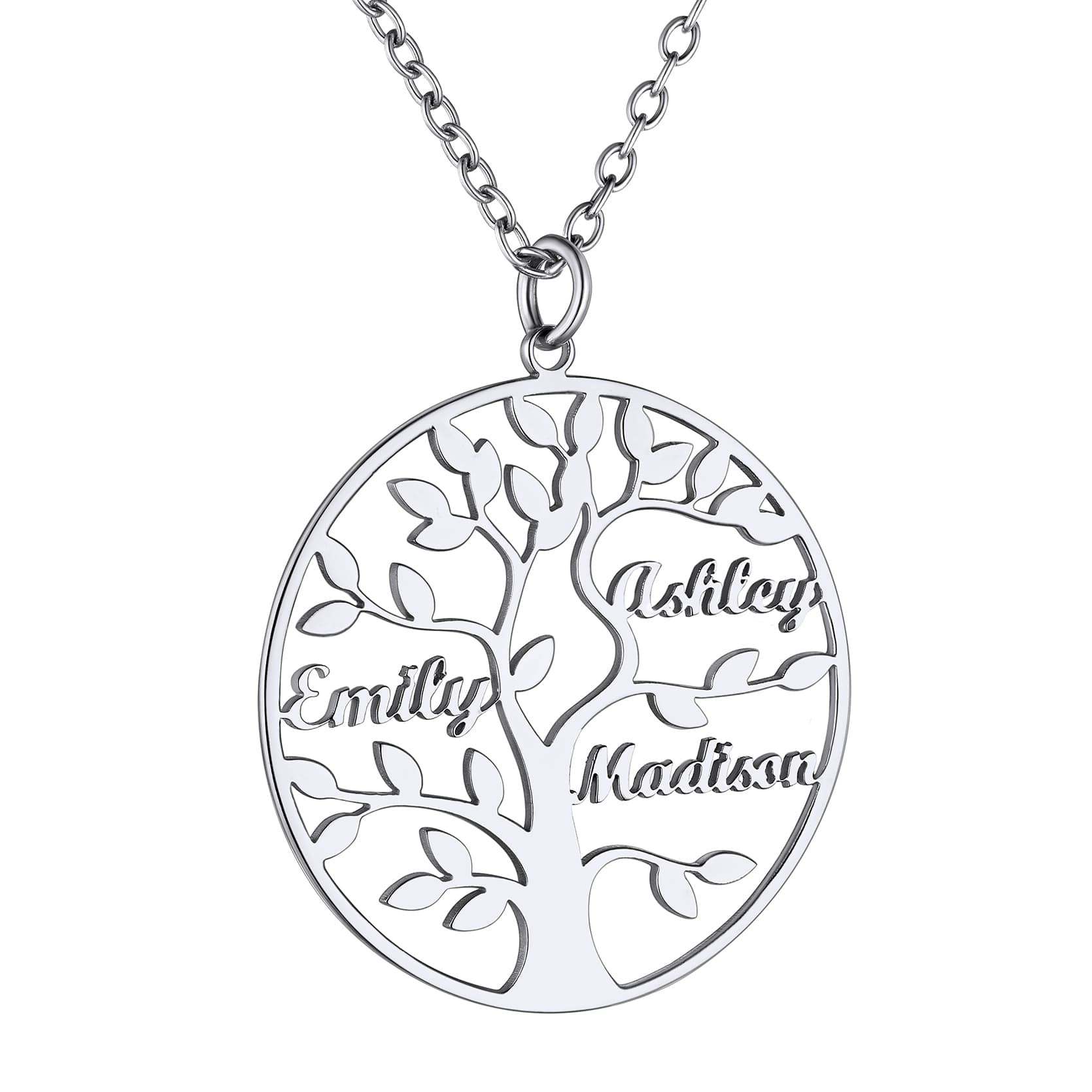 Custom4U Personalized Round 3 Name Necklace Steel