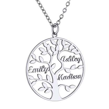 Custom4U Personalized Round 3 Name Necklace Steel