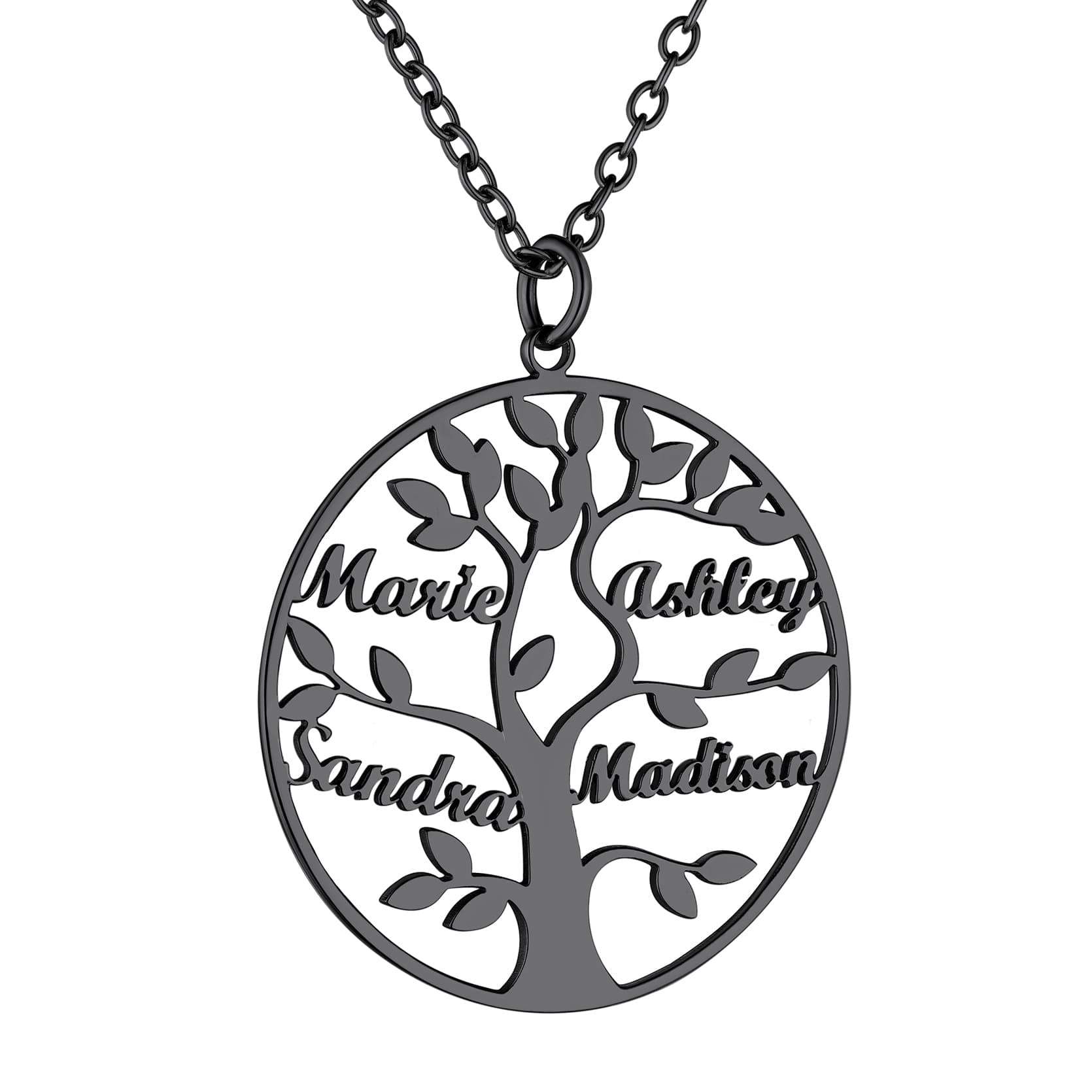 Custom4U Personalized Round 4 Name Necklace Black