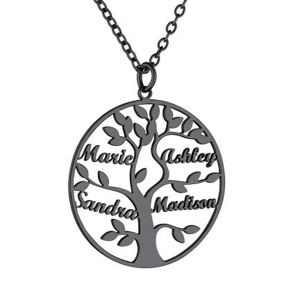 Custom4U Personalized Round 4 Name Necklace Black