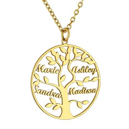 Custom4U Personalized Round 4 Name Necklace Gold