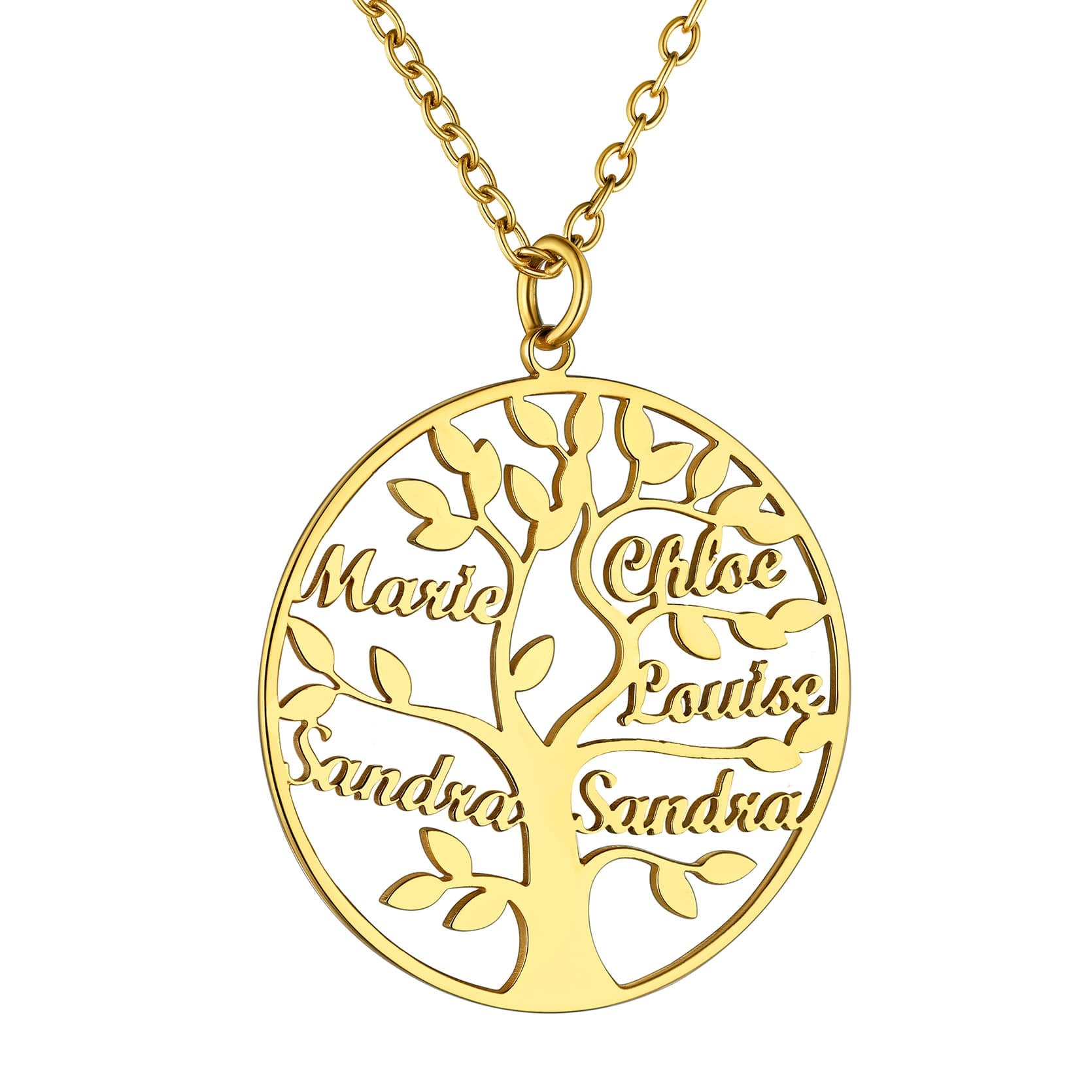 Custom4U Personalized Round 5 Name Necklace Gold