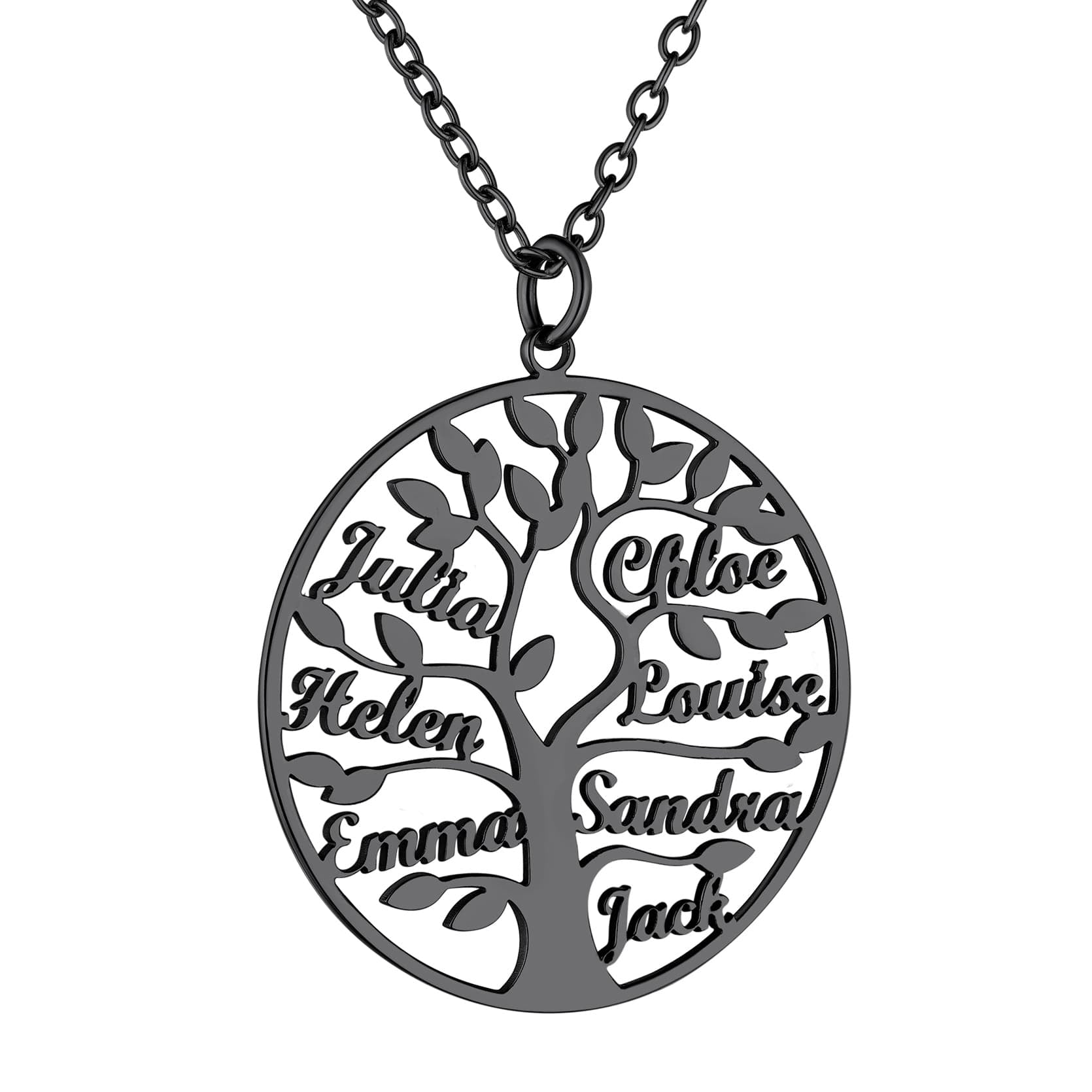 Custom4U Personalized Round 7 Name Necklace Black