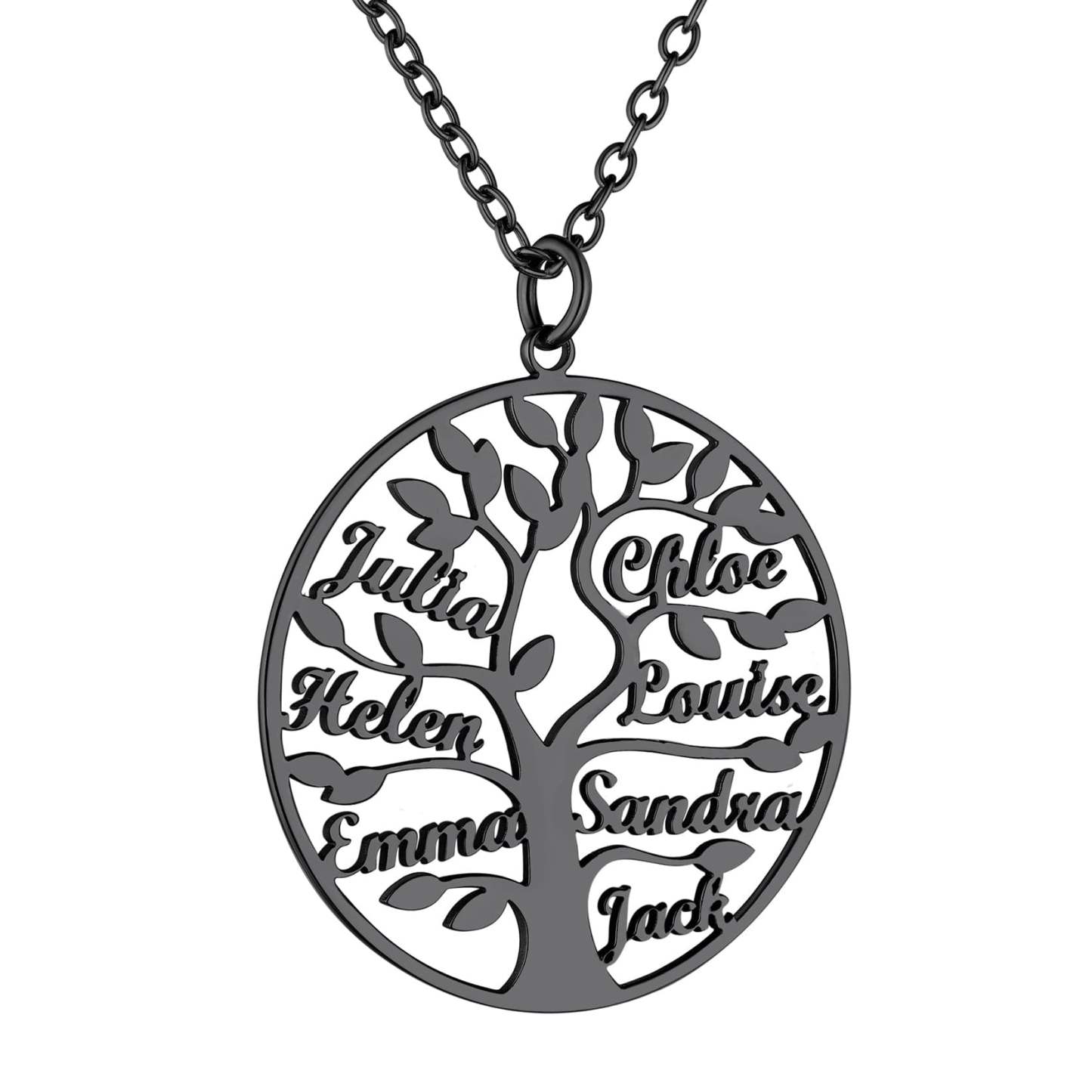 Custom4U Personalized Round 7 Name Necklace Black