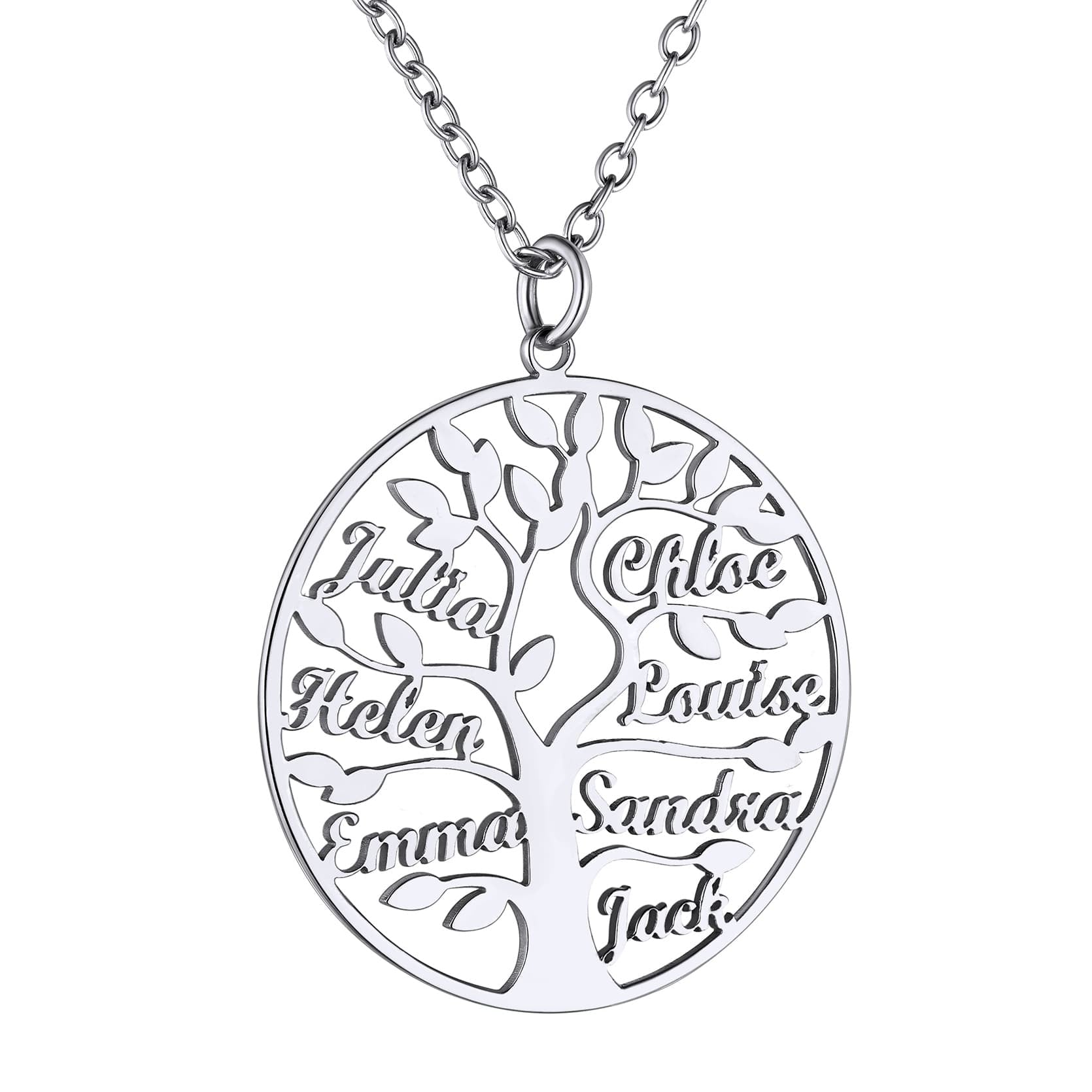 Custom4U Personalized Round 7 Name Necklace Steel