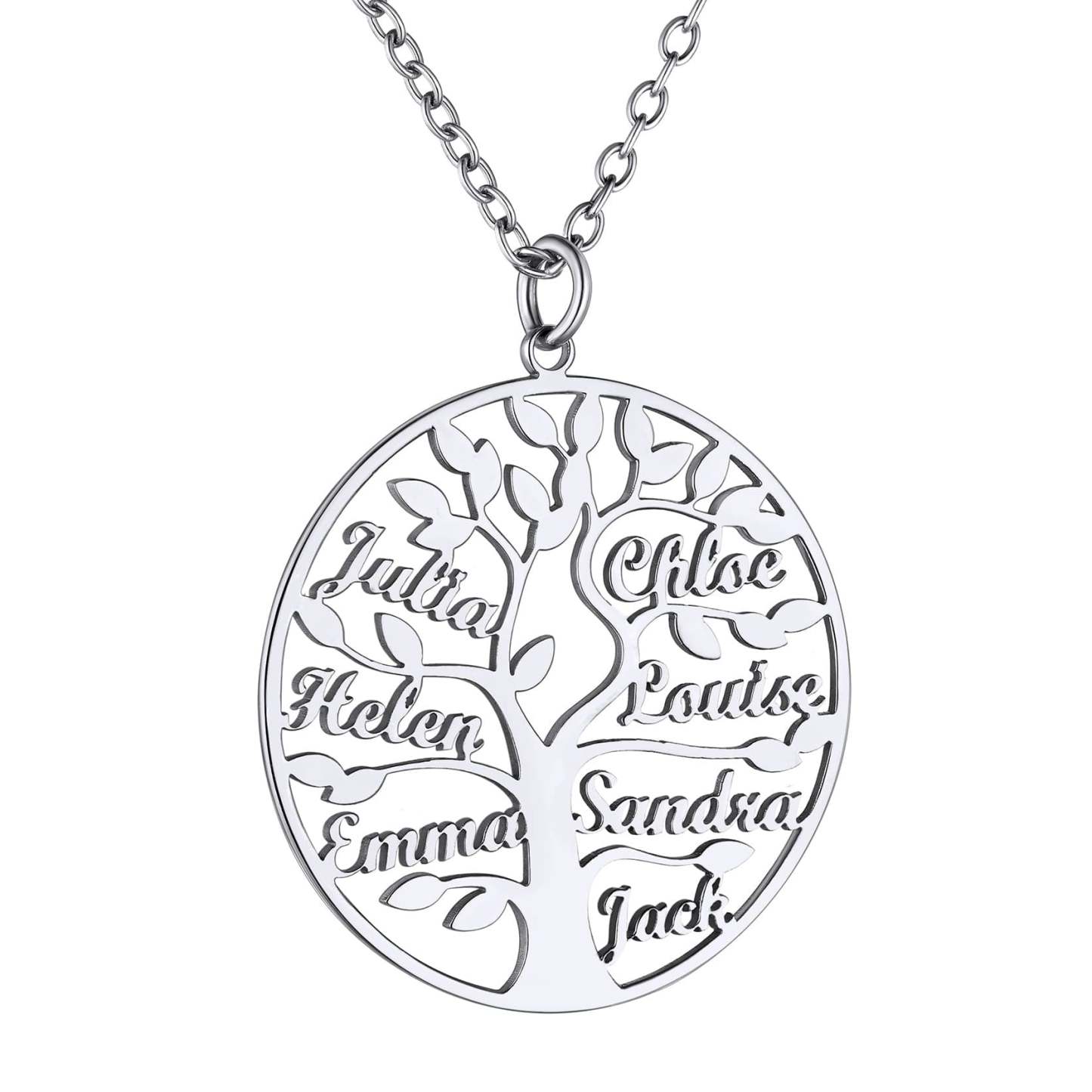 Custom4U Personalized Round 7 Name Necklace Steel