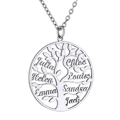 Custom4U Personalized Round 7 Name Necklace Steel