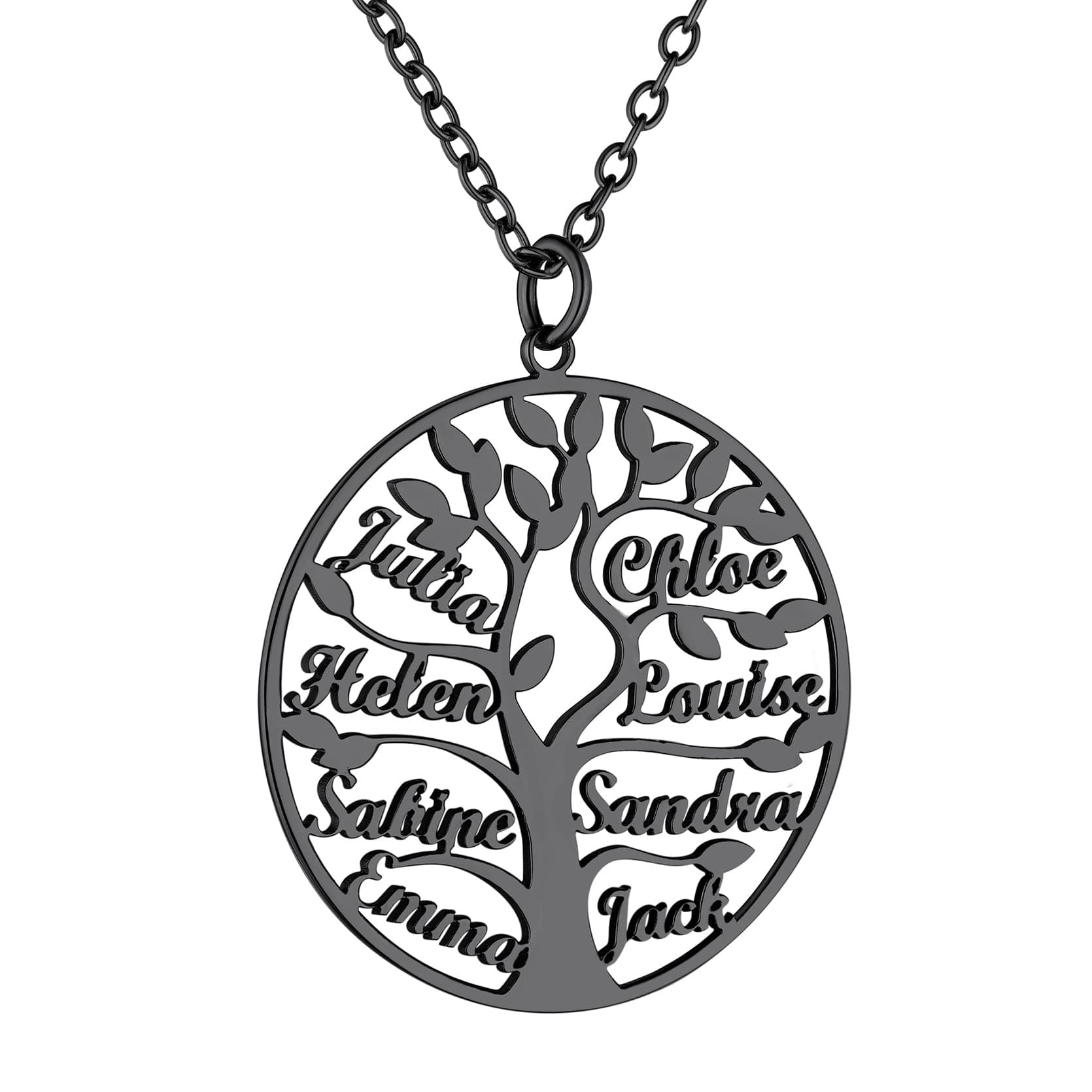 Custom4U Personalized Round 8 Name Necklace Black
