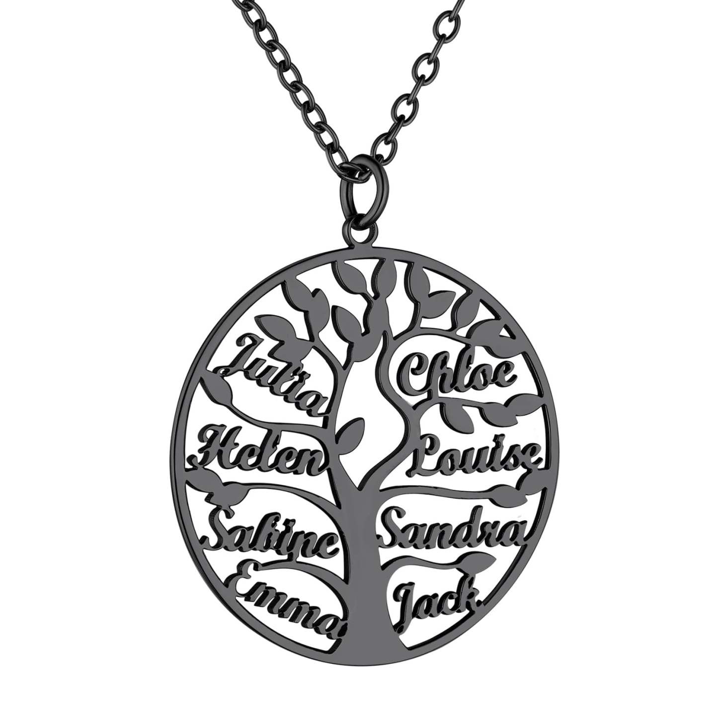 Custom4U Personalized Round 8 Name Necklace Black