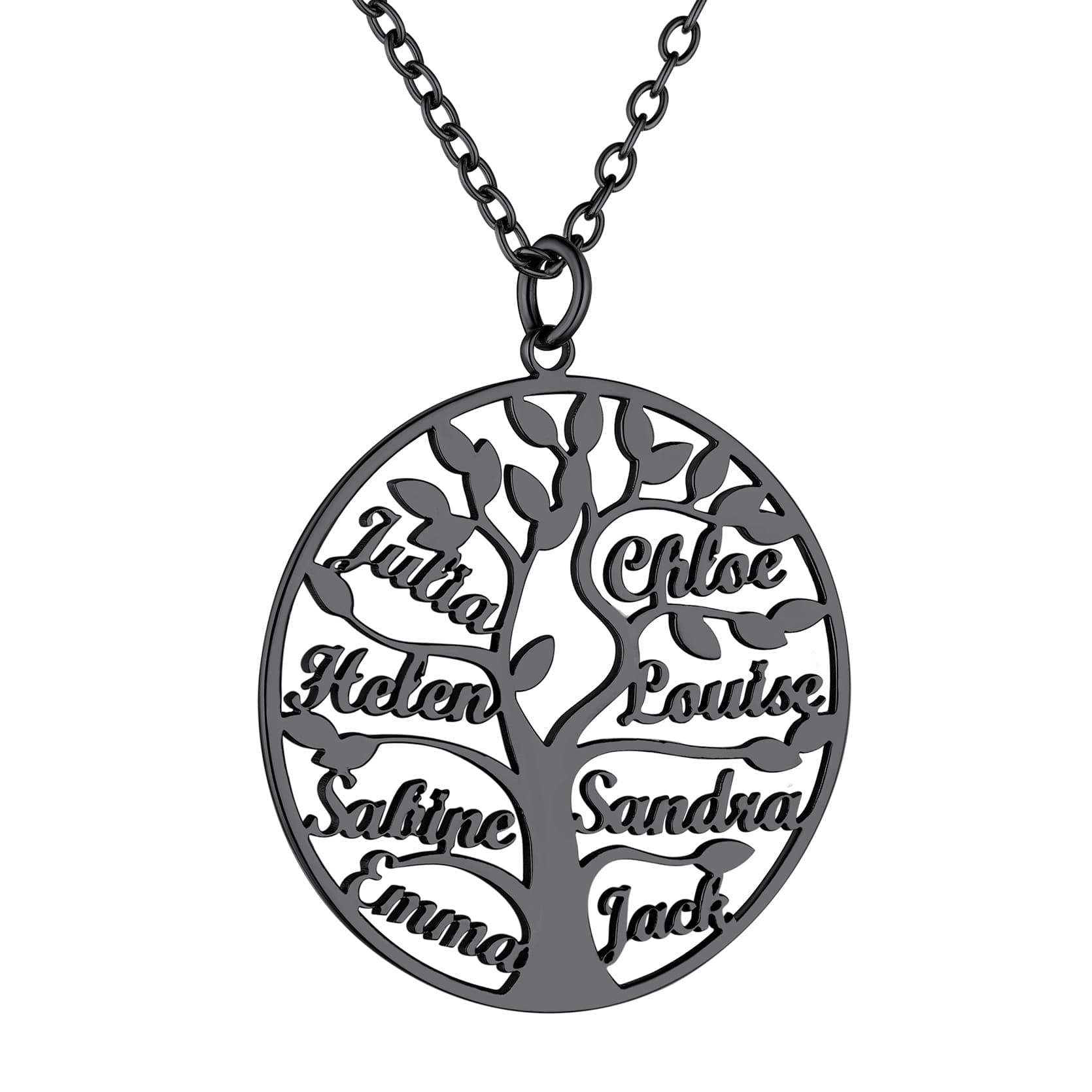 Custom4U Personalized Round 8 Name Necklace Black