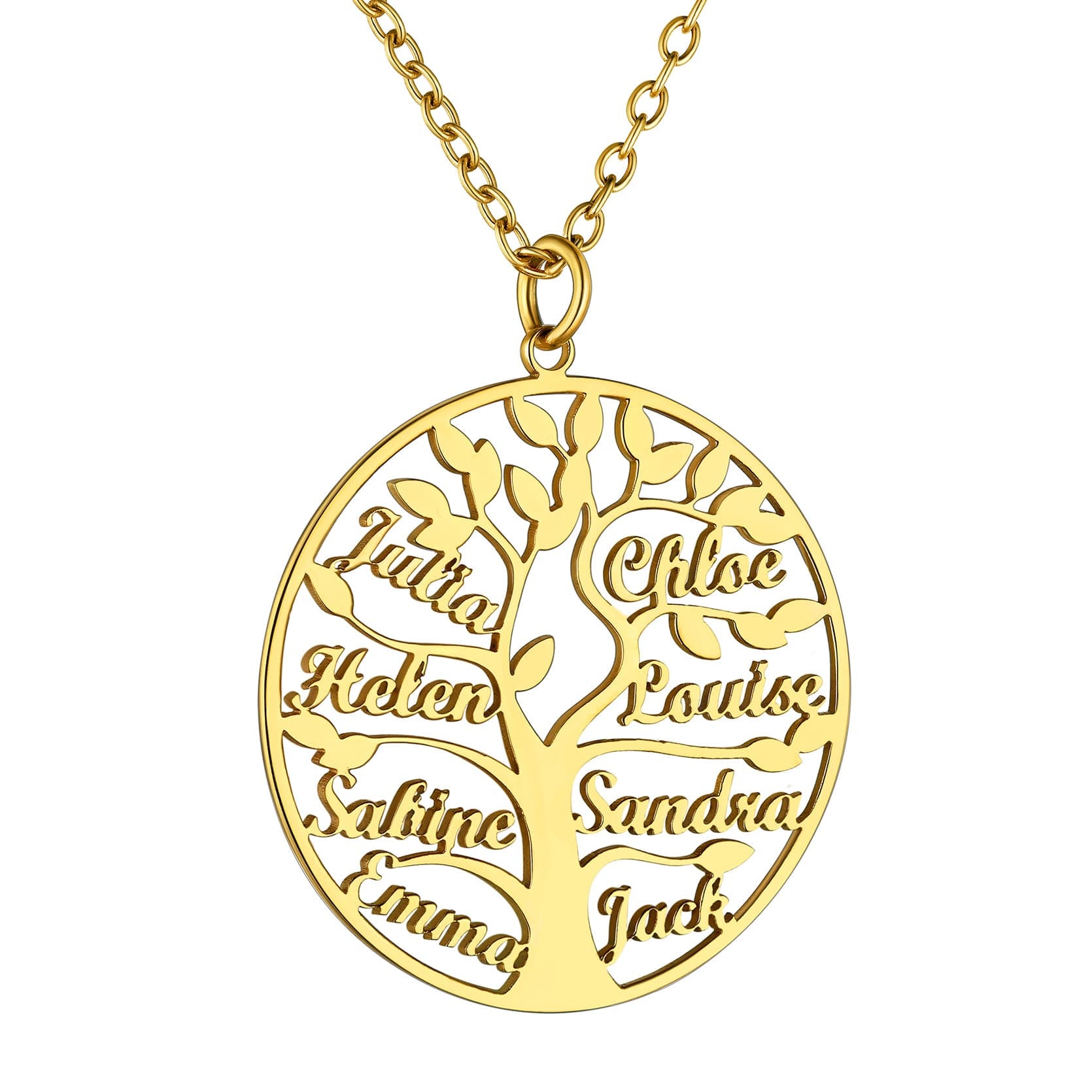 Custom4U Personalized Round 8 Name Necklace Gold