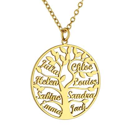 Custom4U Personalized Round 8 Name Necklace Gold