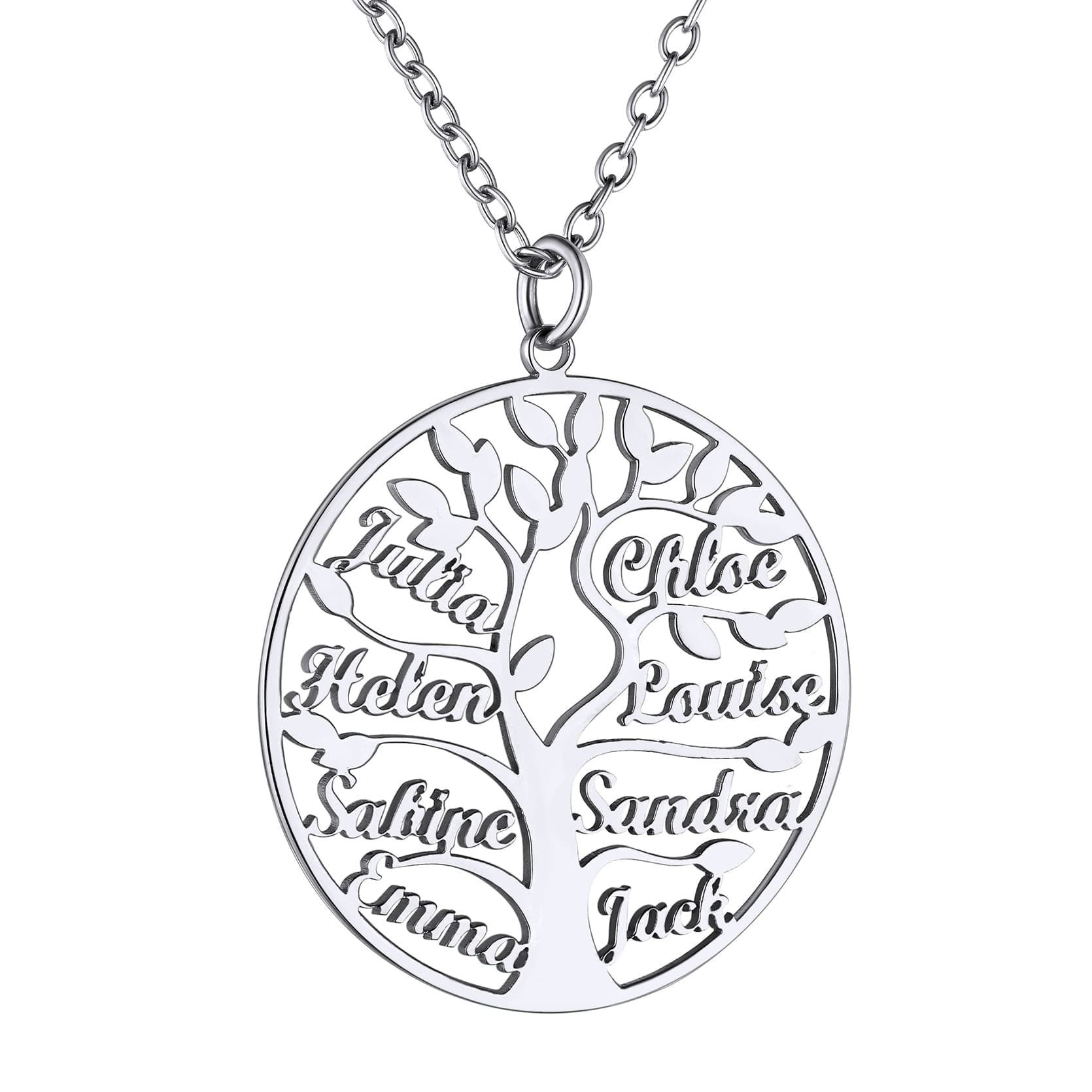 Custom4U Personalized Round 8 Name Necklace Steel