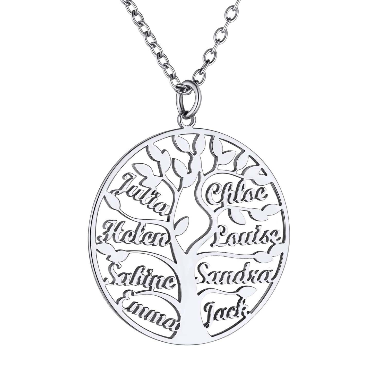 Custom4U Personalized Round 8 Name Necklace Steel