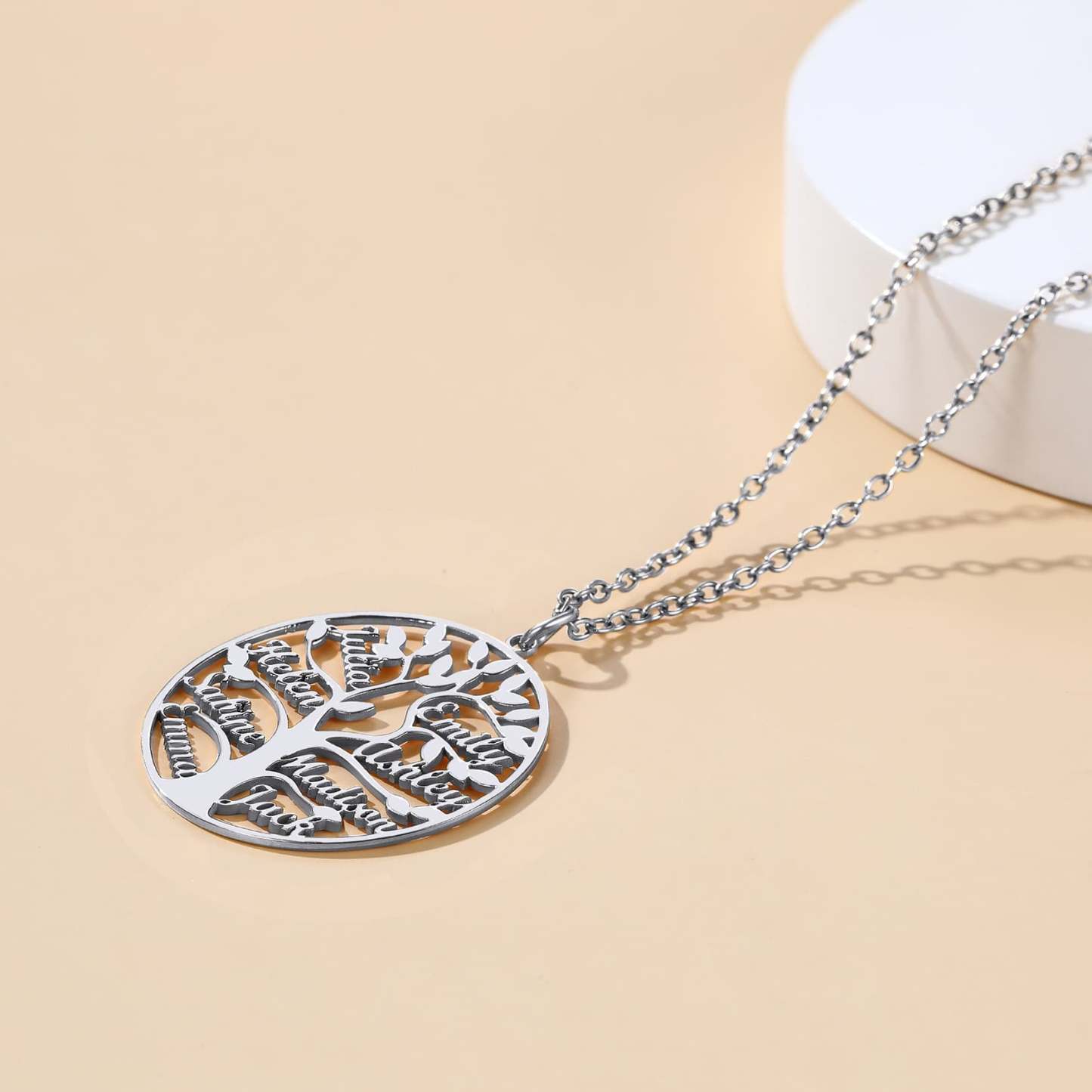 Custom4U Personalized Round Name Necklace Steel