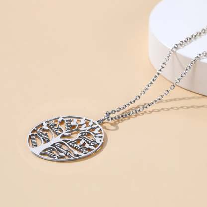 Custom4U Personalized Round Name Necklace Steel