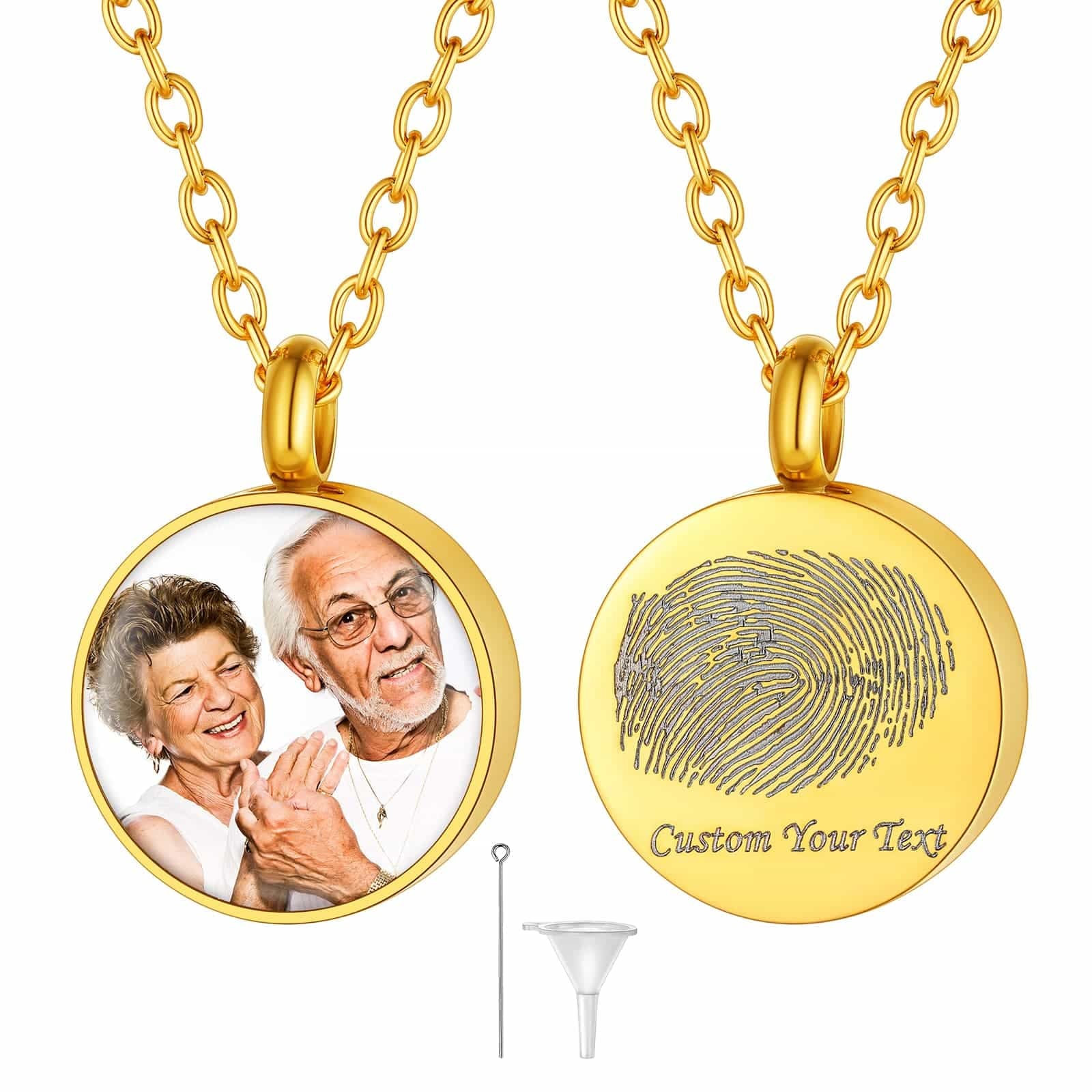 Custom4U Personalized Round Urn Necklace Gold Plated