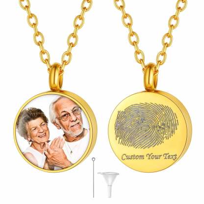 Custom4U Personalized Round Urn Necklace Gold Plated
