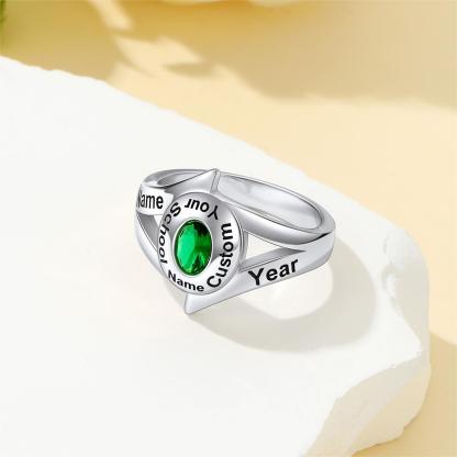 Custom4U Personalized Signet Class Ring Silver