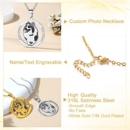 Custom4U Pet Portrait Photo Necklace