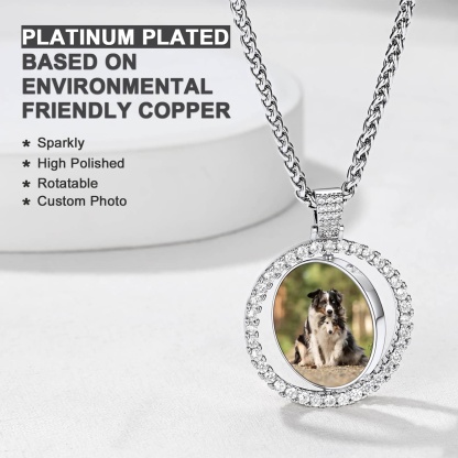 Custom4U Round Double Sides Photo Necklace Detail copper