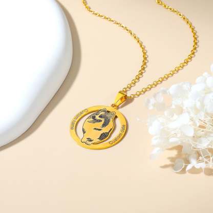 Custom4U Round Pet Portrait Necklace Gold Plated gold