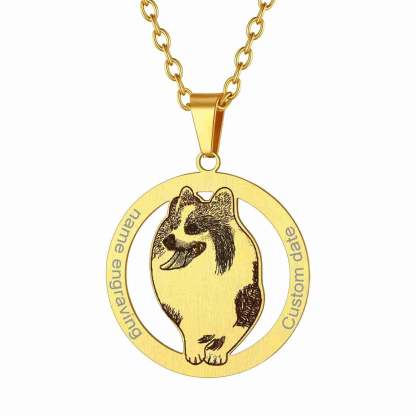 Custom4U Round Pet Portrait Necklace with Name Gold Plated