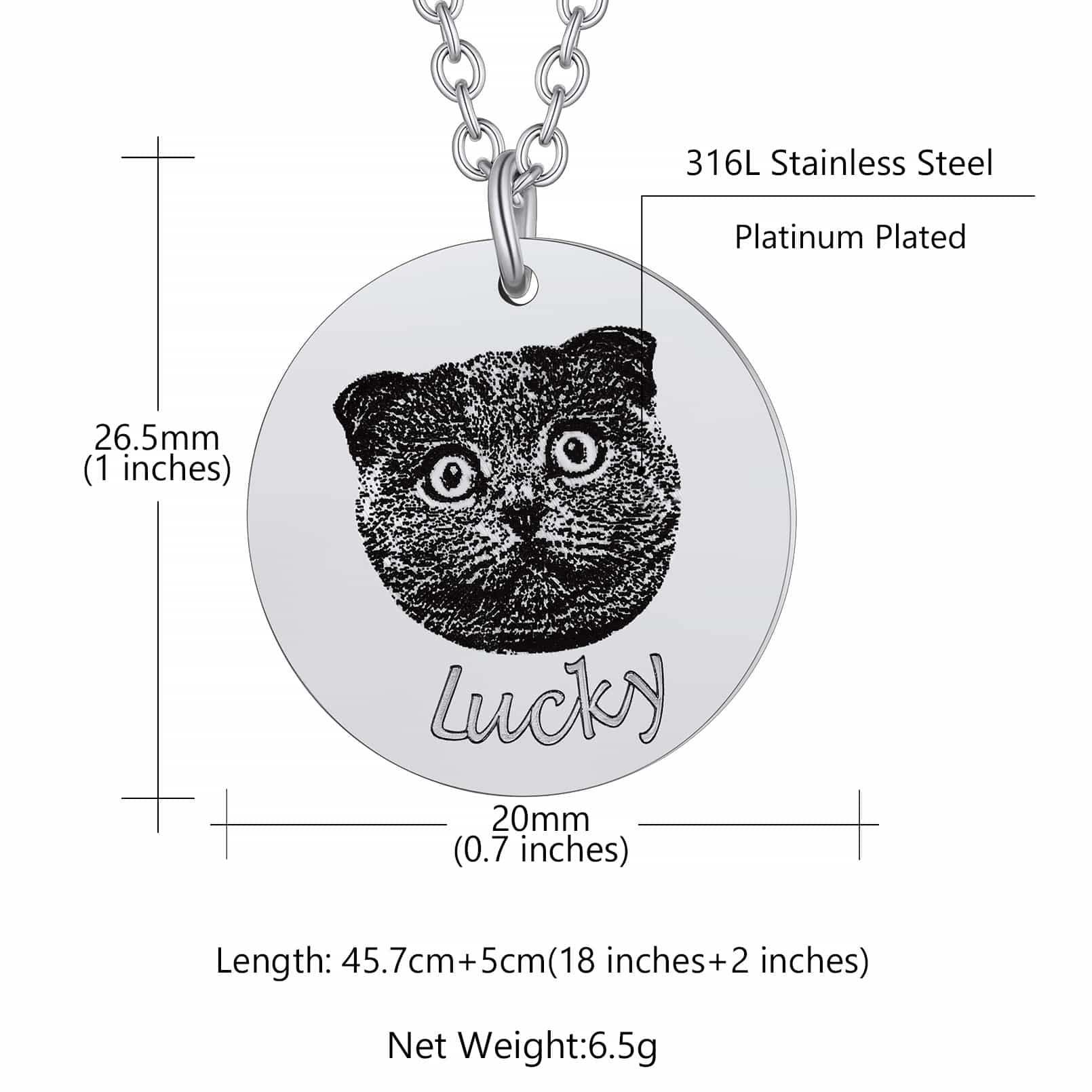 Custom4U Round Portrait Name Necklace Size