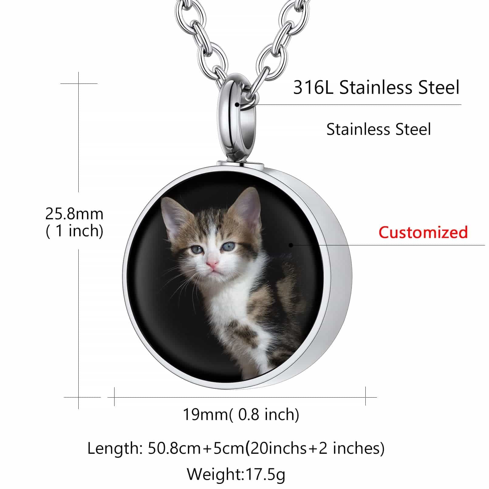Custom4U Round Urn Necklace with Photo Size