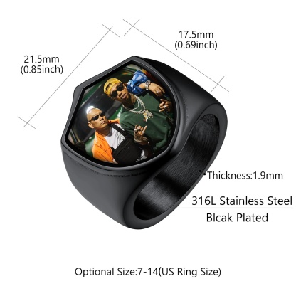 Custom4U Shield Photo Signet Ring Size