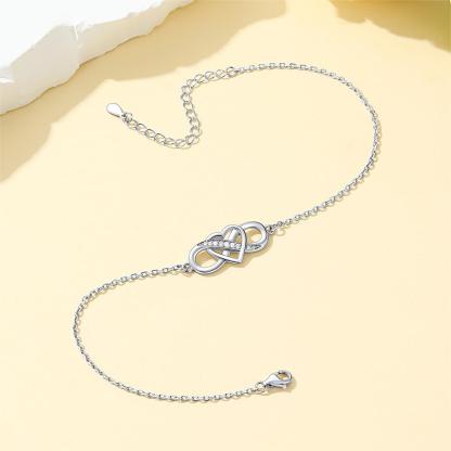 Custom4U Sterling Silver Heart Anklet