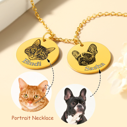 Customized 1-3 Round Pet Portrait Necklace memorial jewelry